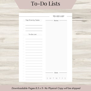 To-Do List Printable Template, To Do list Planner, Productivity Lists, Productivity Planner, To-Do Checklist- Downloadable