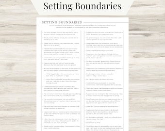 Setting Personal Boundaries Phrase list, Health Resources, Personal & Family Boundaries, Relational Boundaries worksheet, Self-care PDF