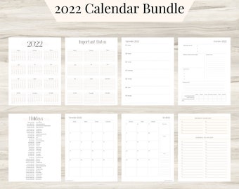 2022 Calendar, 2022 Planner, 2022 Digital Calendar, 2022 Planner weekly monthly, 2022 Planner Daily, Monthly Calendar, Planner Inserts, PDF