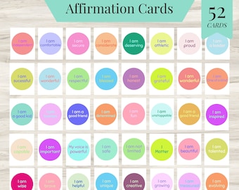 Affirmation Cards For Kids, Bright and Colorful Positive Talk Mental Health Tools for Children, Practicing Mindfulness for Kids and adults