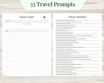 33 Travel Prompts, Travel Journal, Traveling Gifts, Travel Map, Countries List, Travel Planner, Vacation Planner, Holiday Planner, Digital