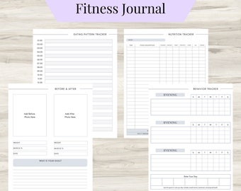 Fitness Planner Printable, Daily Behavior Chart, Nutrition Tracker, Calorie Counter, Digital Fitness Planner, Eating Patterns, Holistic- PDF