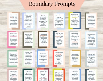 Boundary Flashcards, Journal and Conversational Prompts, Setting Boundaries, Mental Health, Relationship Prompts, Open Communication