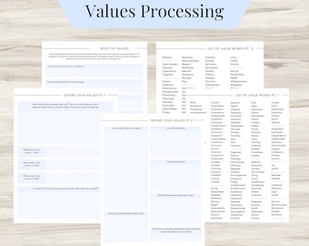 Values Processing Journal: Mental Health & Self-Awareness | Mental Health PDF, Therapy Journal, Self-Reflection, Guided Prompt