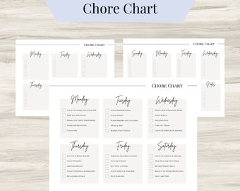 Chore Chart Printable, Adult Chore Chart, Cleaning Schedule, Cleaning Checklist,  Digital Chore Chart, Household Organization