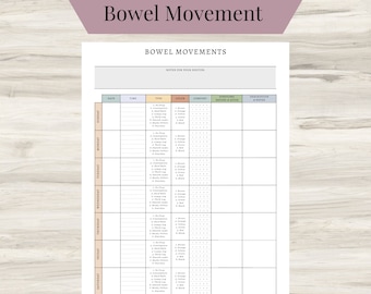 Bowel Movement Tracker, IBS Tracker, Irritable Bowel Syndrome Printable Sheet, Food & Symptoms Tracker, Food Sensitivity Journal, Poop Chart