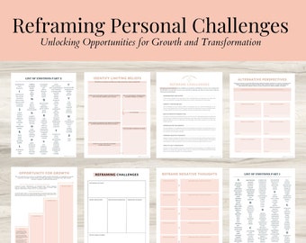 Reframing Challenges Worksheet Bundle: CBT, Limiting Beliefs (PDF)