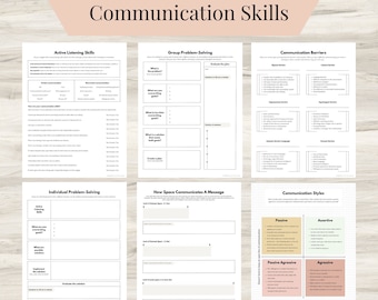 Communication Skills, Active Listening, Effective Communication, Problem-Solving Worksheets, Relationship Therapy, Communication Styles, PDF