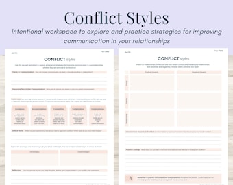 Conflict Style Workbook - Intentional workspace to explore and practice strategies for improving communication in your relationships, PDF