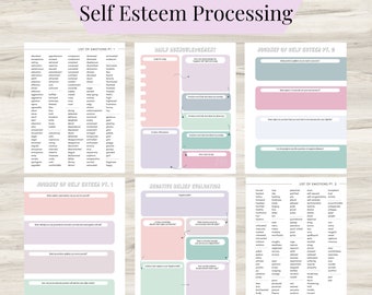 Self-Esteem Journal Pages: 6 Daily Self-Care Worksheets for understanding Self-Worth, Self Respect, and Self-Confidence