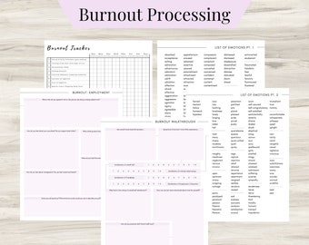 Burnout Processing Journal, Employment Burnout, Relationship Burnout, Emotional Burnout, Burnout & Anxiety, Mental Health Journal - PDF
