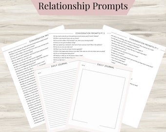 Relationship Journal Prompts, Mental Health Journal, Self Care Journal, Writing Prompts, Therapy Journal, 100 prompts Downloadable Journal