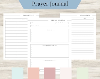 Printable Prayer Journal, Bible Study Planner, Daily Devotional, Scripture Notes,  Prayer List Sheet, Prayer Request Template- Downloadable