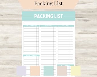 Packing List printable template for vacation, Packing Checklist, Packing list for travel,  Packing for kids, Packing for Beach, Printable
