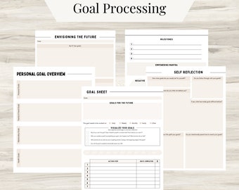 Goal Processing Journal Pages for daily self care, Mental health, & Self improvement, Goal Planner, Goal Tracker, Goal Journal, Goal Setting