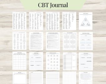 CBT Journal: 20 Mental Health Worksheets for Cognitive Restructuring, Behavioral Activation, Exposure Therapy, & Relaxation Techniques
