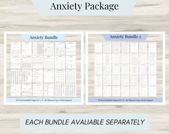 Anxiety Journal Bundle: Mental Health Tracker, Self-Care PDF Download | Mental Health PDF, Anxiety Workbook, Therapy Journal, Coping Skills