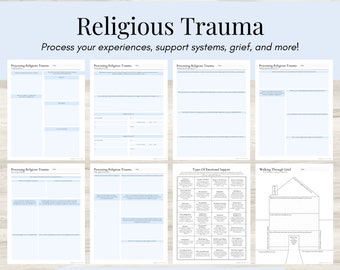 Religious Trauma a Processing Journal, Reflection Questions, Emotional Support, Grief, Educational Worksheets, Trauma Therapy Worksheets