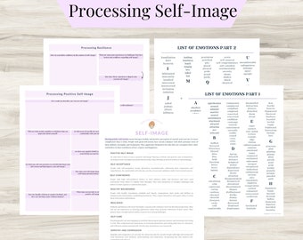 Processing Self Image, Self, Worth, & Self-Esteem, Mental Health Workbook, Therapist Social Emotional Learning, Inner Critic Worksheets