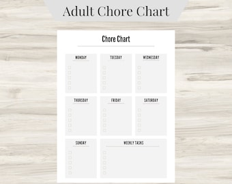 Adult Chore Chart, Productivity Chart for families, Adults, & Kids, Task List, Routine Chart, Printable 6-Day Chore Chart, Daily Chores PDF