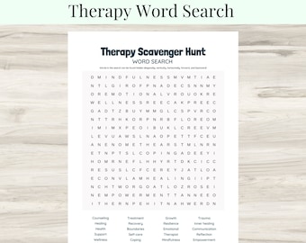 Therapy Word Search Puzzle: Mental Health Activity (PDF | Mental Health PDF, Therapy Worksheets, Self-Care Printable