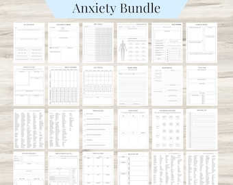 Anxiety Journal, Therapy Journal Worksheets, digital Mental Health Pages, Daily self-care, Mental health, and Emotion list, Value List -PDF