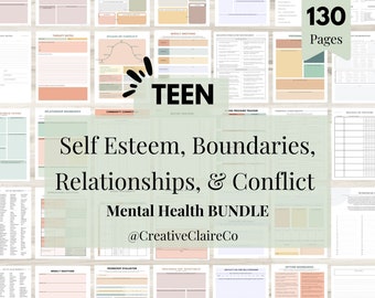 Teen Mental Health Mega Bundle: CBT, Boundaries, Anxiety Journal | Mental Health PDF, Anxiety Workbook, Therapy Journal, Coping Skills