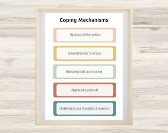 Coping Skills Poster: Mental Health, Therapy Office Decor (Digital Download)