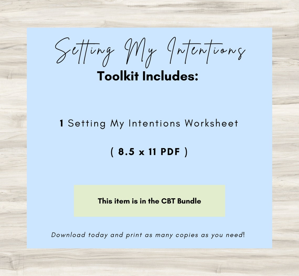 Intentions Worksheet.pdf Setting Intentions Worksheet: CBT Therapy Journal Prompts (PDF) - Etsy