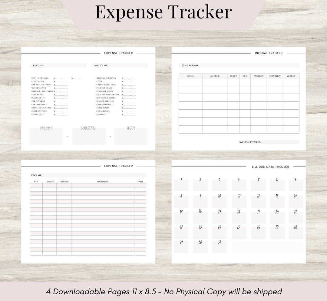 Expense Tracker PDF | Monthly Budget Worksheet | Income Tracker | Bill ...