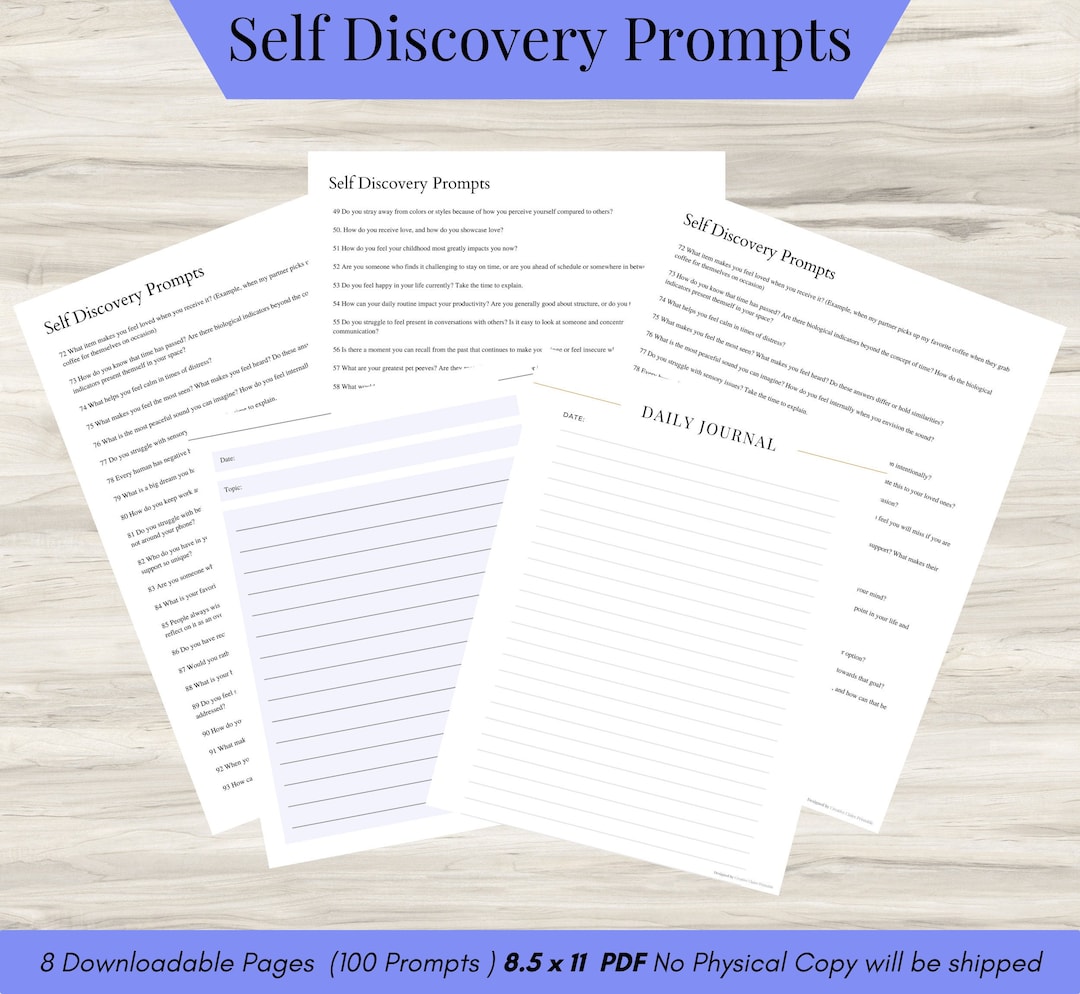 Self Discovery Journal: 100 Self-reflection Prompts | Mental Health PDF ...