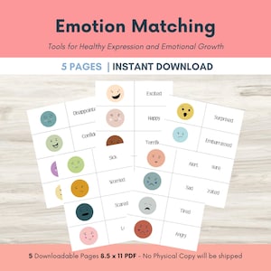 Flashcards correspondant aux émotions pour enfants, adolescents et adultes | Intelligence émotionnelle, EES, thérapie et outils d'apprentissage, outils de régulation