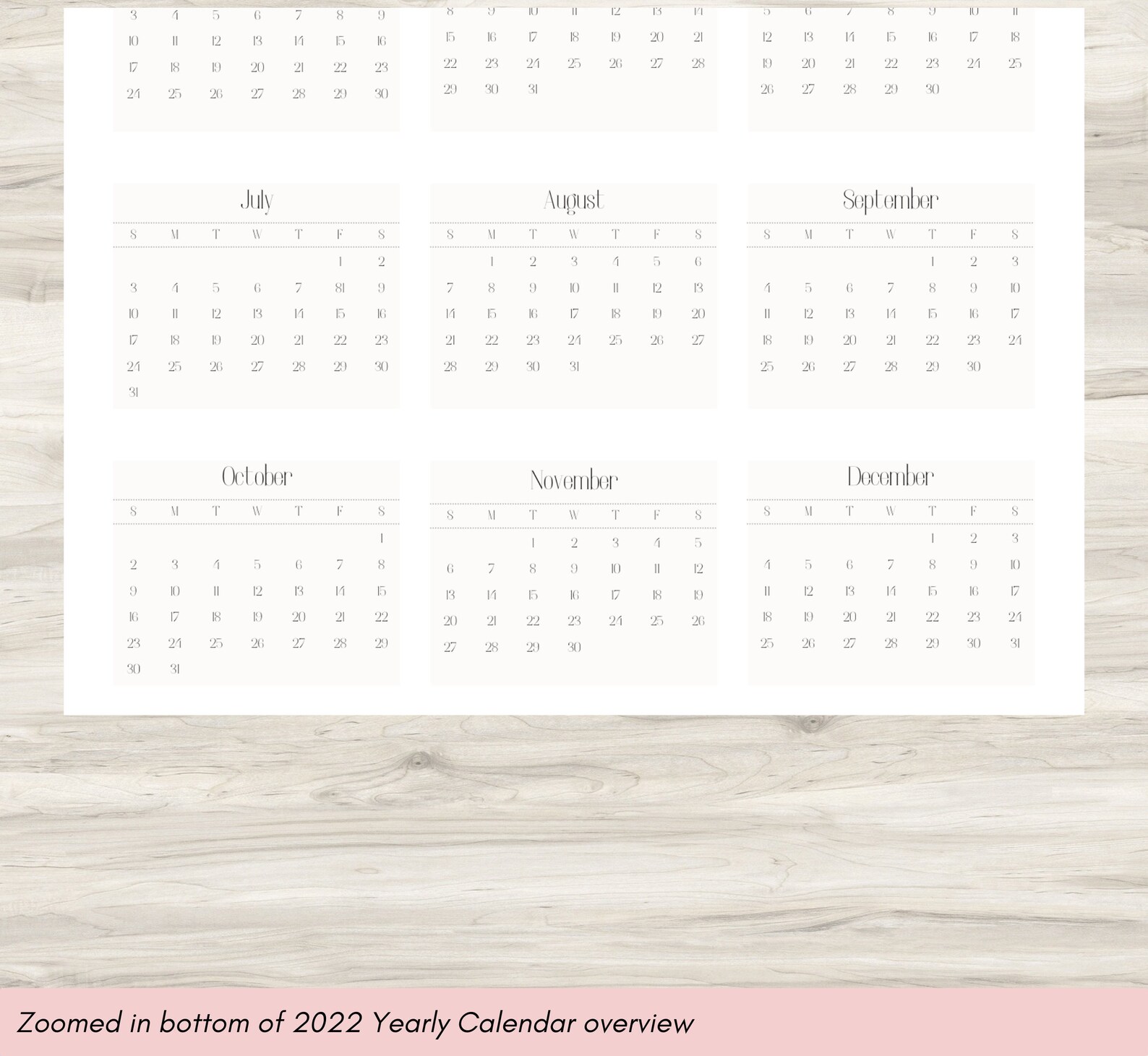A5 2022 Yearly Overview Calendar A5 2022 Planner A5 2022 - Etsy