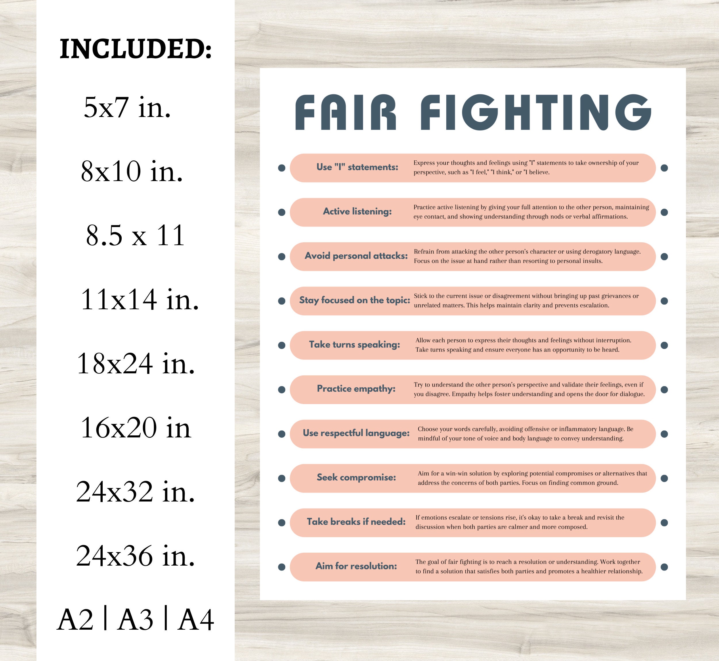 Fair Fighting, Argument Processing, Mental Health Print, Therapy Office ...