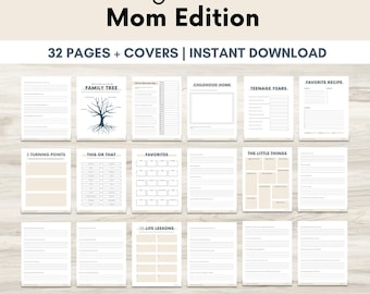Mother Memory Journal | Guided Keepsake for Moms,  Life Story Book with 100+ Prompts, Family Legacy Gift, Printable Journal for Mom