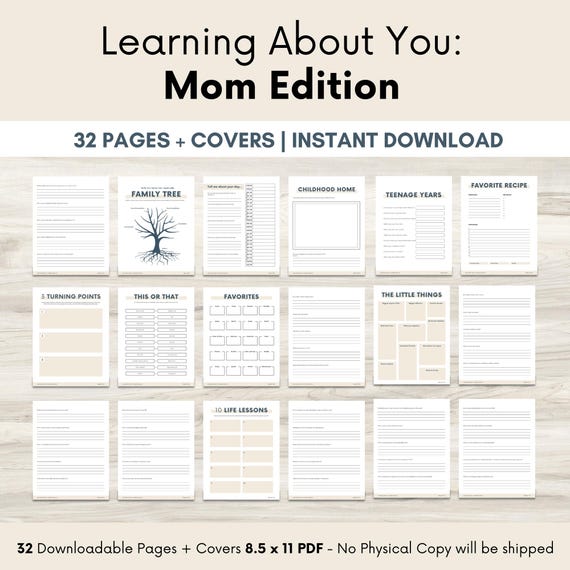 Mother Memory Journal | Guided Keepsake for Moms,  Life Story Book with 100+ Prompts, Family Legacy Gift, Printable Journal for Mom