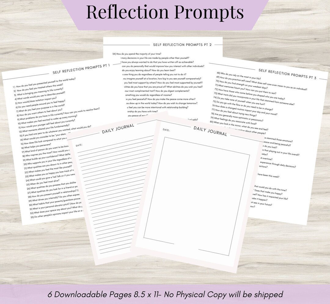 100 Self Reflective Journal Prompts Mental Health Journal - Etsy