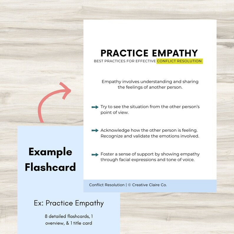 This image includes a blown up image of the Practice Empathy flashcard. Therapeutic Strategies, Mental Health Counseling. Client-Centered Therapy, Behavioral Interventions