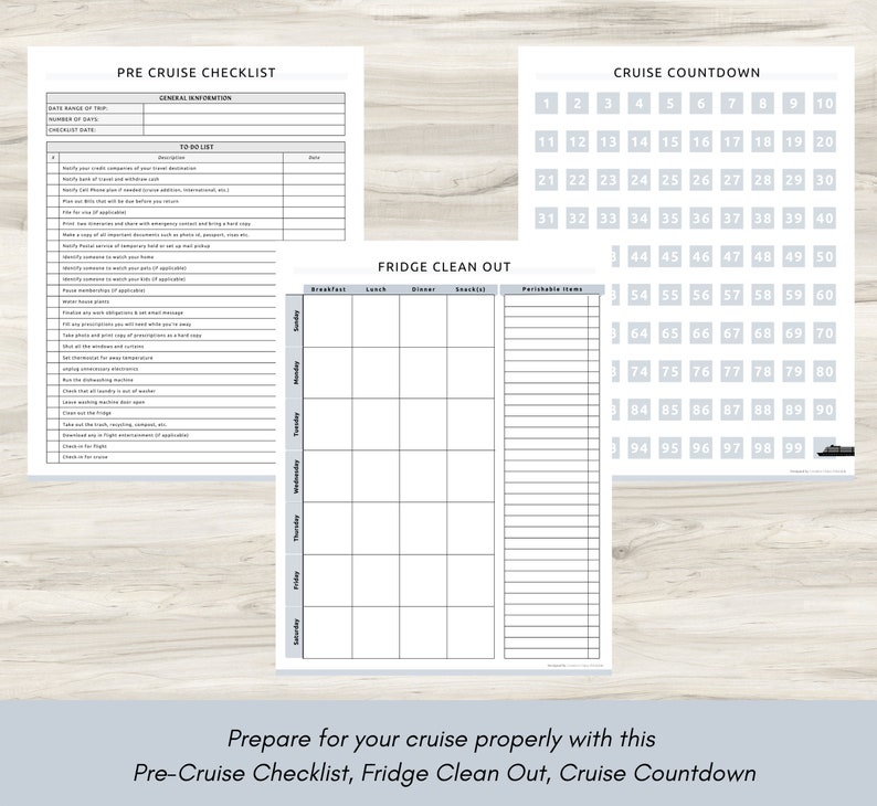 Cruise Planner Bundle, Packing List, Travel Itineraries, Emergency Contact List, Travel Countdown, Outfit Planner, Travel Diary, PDF image 4