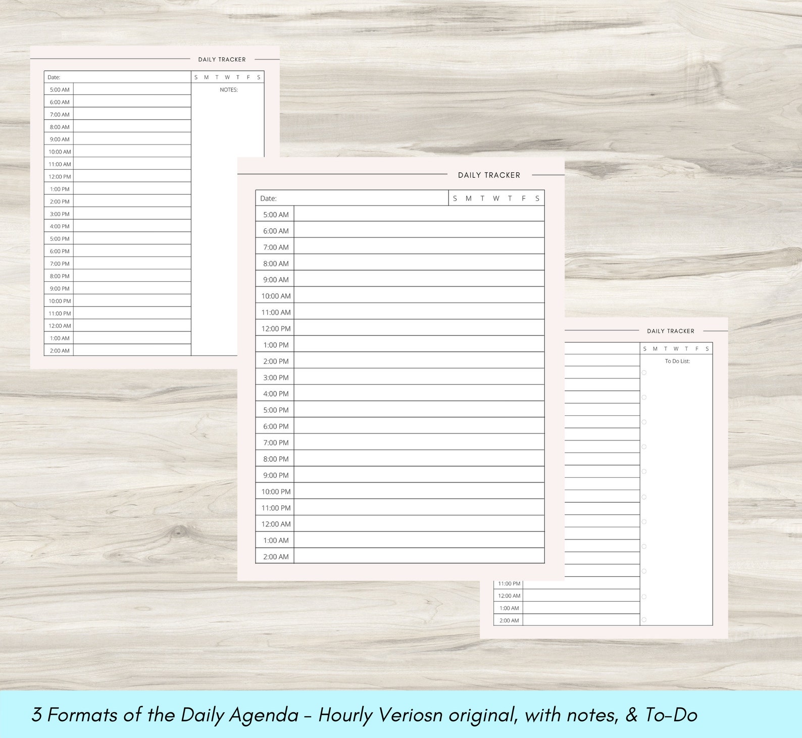 Daily Agenda Template Hour Weekly Schedule Daily Schedule | Etsy