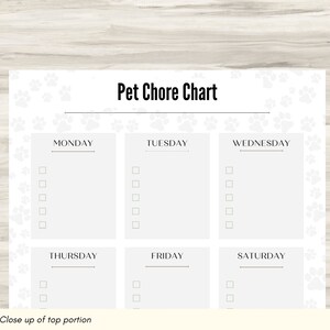 Pet Chore Chart, Pet Chore Tracker, Pet Chore Chart Printable, Pet ...