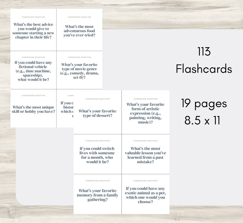 Flash Cards Key Questions Icebreaker Question Flashcards: Conversation Starters (PDF) - Etsy