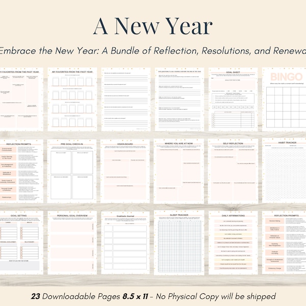 New Year's Printables 2023 Year In Review 2024 Resolutions New Year's Activity Self Reflection Journal Prompts, Time Capsule, Year In review