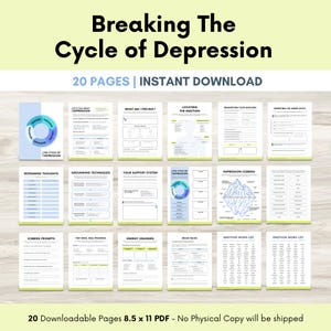 Breaking the Cycle of Depression, Emotional Regulation, School Psychology, Mental Health Worksheets, Self-Regulation PDF, Therapy Sheets