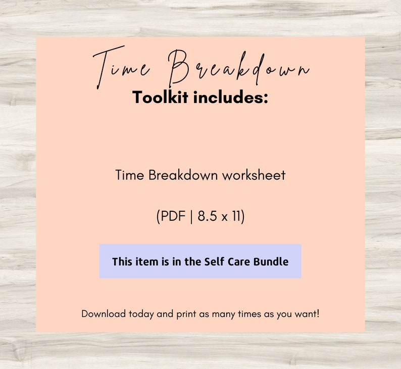 Time Breakdown Worksheet: Time Management Planner (PDF) - Etsy