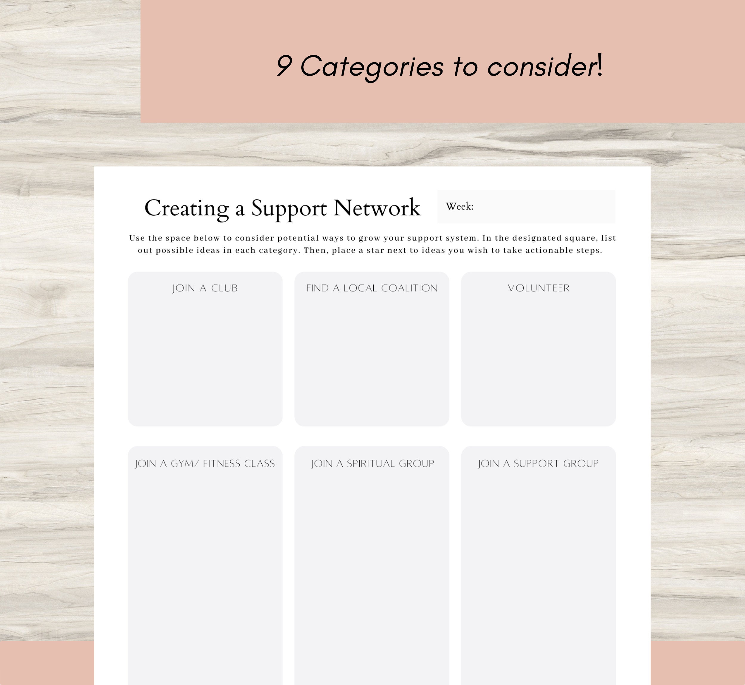 Support Network Worksheet Support Network Mental Health - Etsy