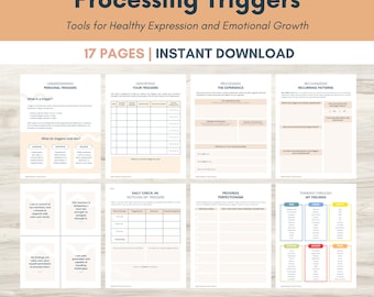 Trigger Processing Journal: Emotional Healing Workbook | Mental Health PDF, Therapy Journal, Self-Reflection, Guided Prompts