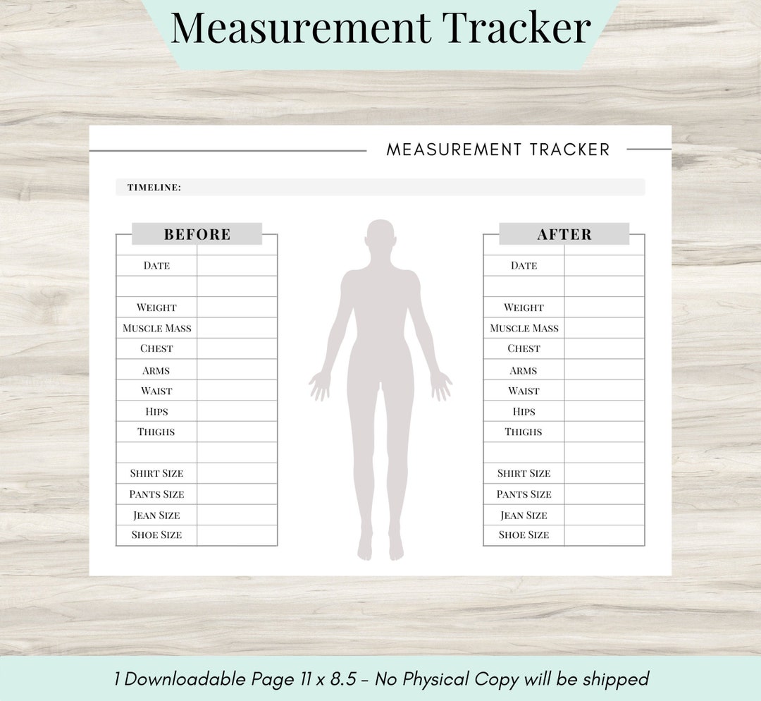 Body Measurement Tracker, Body Measurement Chart , Weight Loss Tracker ...