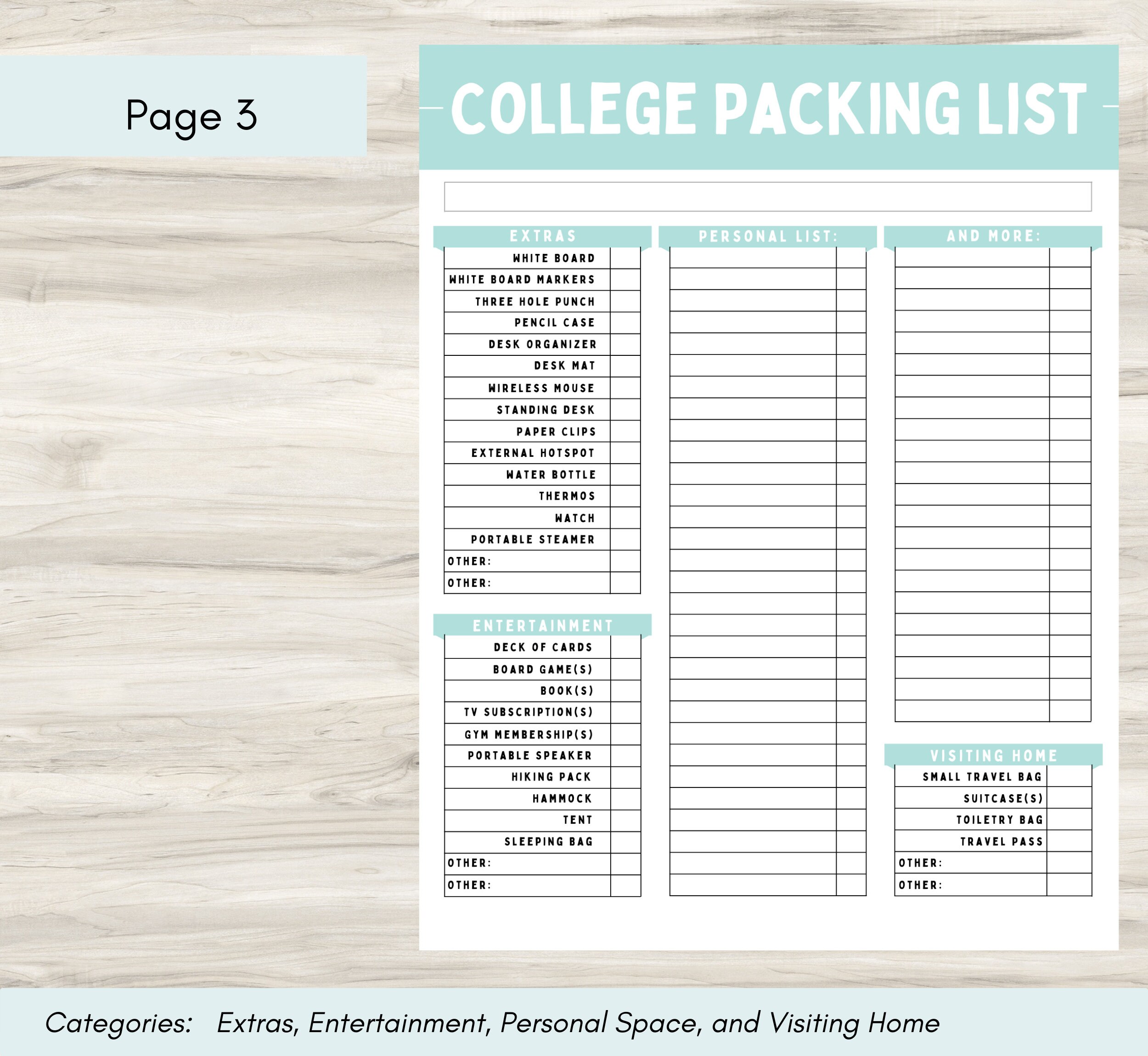 College Packing List Checklist: Dorm Room Essentials (PDF Download) - Etsy