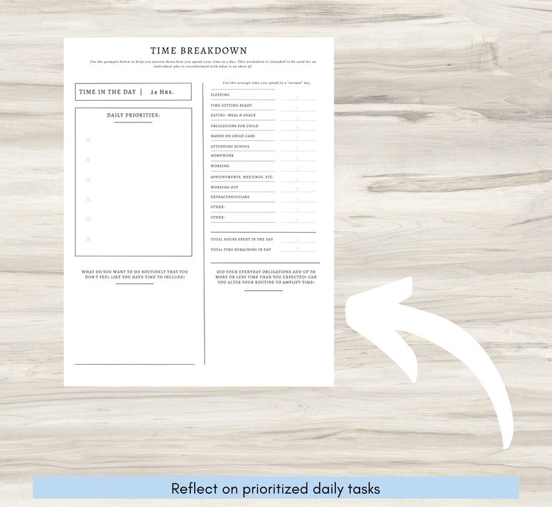 Time Breakdown Worksheet: Time Management Planner (PDF) - Etsy